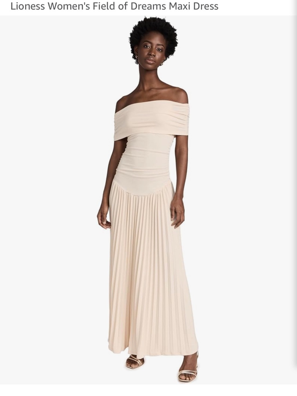 Lioness Off-Shoulder Pleated Maxi Dress in Cream